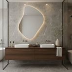 Aypars Atölye Asimetrik Led Banyo Aynası – Dokunmatik, Dim Edilebilir, 3000k Günışığı Modern Duvar Aynası Sarı