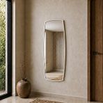 Aypars Atölye MDF çerçeve Modern Banyo Aynası 40x120 Cm – Asimetrik Minimalist Dekoratif Duvar Aynası