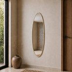 Aypars Atölye MDF çerçeve Modern Oval Boy Aynası 40x120 Cm – İnce Çerçeveli Minimalist Dekoratif Duvar Aynası