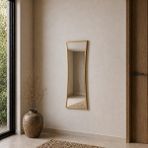 Aypars Atölye Modern Altın Çerçeveli Boy Aynası 40X120 cm – Kavisli Minimalist Dekoratif Duvar Aynası - 40 x 120 cm