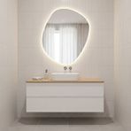 Aypars Atölye Modern Asimetrik Led Banyo Aynası – Dokunmatik, Dim Edilebilir Beyaz Işığı 6500k