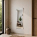 Aypars Atölye Modern Kavisli MDF çerçeve Boy Aynası 40X120 cm – Dalgalı Formlu Minimalist Dekoratif Beyaz Duvar Aynası - 40 x 120 cm