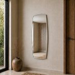 Aypars Atölye Modern MDF çerçeve Gümüş Banyo Aynası 40X120 cm – Asimetrik Minimalist Dekoratif Duvar Aynası - 40 x 120 cm