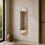 Aypars Atölye Modern MDF çerçeve Oval Boy Aynası 40X120 cm – Minimalist Altın Çerçeveli Dekoratif Duvar Aynası 2026 Trend - 40 x 120 cm