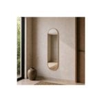 Aypars Atölye Modern MDF çerçeve Oval Boy Aynası 40x120 cm – Minimalist Altın Çerçeveli Dekoratif Duvar Aynası