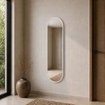 Aypars Atölye Modern MDF çerçeve Oval Boy Aynası 40X120 cm – Minimalist Beyaz Çerçeveli Dekoratif Duvar Aynası 2026 Trend - 40 x 120 cm