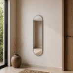 Aypars Atölye Modern MDF çerçeve Oval Boy Aynası 40X120 cm – Minimalist Gümüş Çerçeveli Dekoratif Duvar Aynası 2026 Trend - 40 x 120 cm
