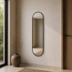 Aypars Atölye Modern MDF çerçeve Oval Boy Aynası 40X120 cm – Minimalist Siyah Çerçeveli Dekoratif Duvar Aynası 2026 Trend - 40 x 120 cm