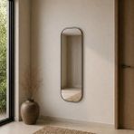 Aypars Atölye Modern MDF çerçeve Oval Boy Aynası 40X120 cm – Yuvarlak Hatlı Minimalist Siyah Dekoratif Duvar Aynası 2026 Trend - 40 x 120 cm