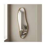 Aypars Atölye Modern Organik Form Banyo Aynası 40X120 cm – Asimetrik Minimalist Altın Çerçeveli Dekoratif Duvar Aynası - 40 x 120 cm