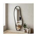 Aypars Atölye Modern Organik Form Banyo Aynası 40X120 cm – Asimetrik Minimalist Siyah Çerçeveli Dekoratif Duvar Aynası - 40 x 120 cm