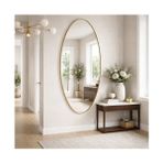 Aypars Atölye Modern Oval Boy Aynası 40X120 cm – Ince Altın Çerçeveli Minimalist Dekoratif Duvar Aynası - 40 x 120 cm
