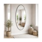 Aypars Atölye Modern Oval Boy Aynası 40X120 cm – Ince Gri Çerçeveli Minimalist Dekoratif Duvar Aynası - 40 x 120 cm