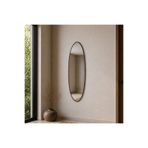 Aypars Atölye Modern Oval MDF çerçeve Boy Aynası 40x120 cm – İnce Siyah Çerçeveli Minimalist Dekoratif Duvar Aynası
