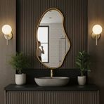 Aypars Atölye Organik Formlu Minimalist Ayna – İnce Çerçeveli Modern Tasarım – Altın, 5 Boyut – Duvara Monte Şık Aksesuar