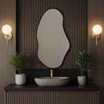 Aypars Atölye Organik Formlu Minimalist Ayna – İnce Çerçeveli Modern Tasarım – Siyah, 5 Boyut – Duvara Monte Şık Aksesuar