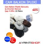 AYRINTISHOP Ayrıntıshop Cam Balkon Stor Perde Boncuklu Plastik Ip Zincirleri 10 Metre - Beyaz - 10metre