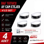 Ayrıntıshop Cam Tutucu Ahşap Raf Tutucu U Tipi Metal Vidalı Krom 4’lü Set