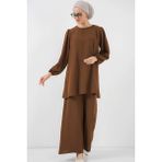 Ayrobin Tunik Pantolon Alt Üst Takım 6712 - Kahverengi - 38