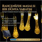 AyrStore 10 LED 2 Metre Sarı Kristal Su Damlası Güneş Enerjili LED Işık Solar Bahçe Ağaç Lamba Aydınlatması