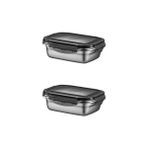 AyrStore 2 Adet 304 Çelik 550 ml Yemek Meyve Et Buzdolabı Beslenme Saklama Kabı MT224 - 0 Siyah - Option-1