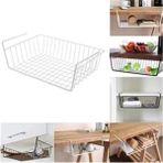 AyrStore 2 Adet Paslanmaz Metal Kanguru Raf Altı Sepeti [beyaz] Çelik Askılı Düzenleyici