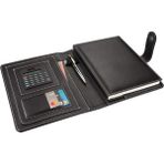 AyrStore 4530 Ajanda Tarihsiz Çizgili 17 x 24 cm Ajanda/defter Hesap Makineli Suni Deri Organizer, Siyah