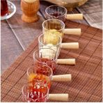 AyrStore 4'lü Ahşap Saplı Mika Reçellik Sosluk Sofra Sunum Kahvaltı Seti - Ahşap Saplı Sunumluk 80 ml