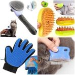 AyrStore ® 4'lü Kedi Köpek Tarağı Seti Buharlı Kedi Köpek Tarama Eldiveni Basmalı Otomatik Tarak Bit Pire