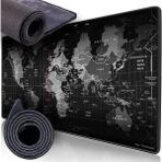 AyrStore 90X40 Büyük Boy Xxl Dünya Desenli Mouse Pad Kauçuk Alt Taban, Yumuşak Kumaş Oyuncu - Siyah
