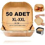 AyrStore Airfryer Pişirme Kağıdı,xl-Xxl Büyük Boy, Kare, 50 Adet Hava Fritöz Parşömen Fırın Kağıdı