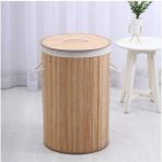 AyrStore BA1315N Bambu Kapaklı El Yapımı Çamaşır Sepeti, Ahşap, 35X35X60 cm