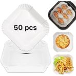 AyrStore Beyaz Airfryer Pişirme Kağıdı, Fritöz Yağlı Kağıdı, Yanmaz Kağıt 50 Adet (Kare) (50)