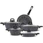 AyrStore Bio Granit Blue Stone 9 Parça Tencere Seti