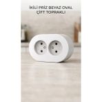 AyrStore Buğz Beyaz Ikili Topraklı Sıva Üstü Duvar Prizi - Dekoratif Elektrik Çözümü - Çok Renkli