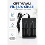 AyrStore Buğz Masaüstü Pil Şarj Cihazı Çift Yuvalı Kablolu Kompakt Tasarımlı Şarj Aleti