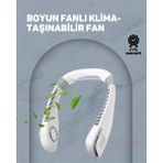 AyrStore Buğz USB Şarjlı Giyilebilir Fan | 5 Kademeli Rüzgar Hızı, Sessiz Turbo Soğutma, 360° Hava Si - Çok Renkli