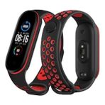AyrStore Buğz Xiaomi Mi Band 6 Spor Delikli Kordon - Siyah-Kırmızı - Çok Renkli