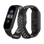 AyrStore Buğz Xiaomi Mi Band 7 Spor Delikli Kordon - Siyah-Gri - Çok Renkli