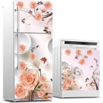 AyrStore Buzdolabı ve Bulaşık Makinası Beyaz Eşya Kaplama Pembe Çiçek - Option-1