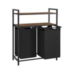 AyrStore çamaşır sepeti, çamaşır kutusu, 2 bölme, 2 raf, metal çerçeve, 2 x 46 litre, 73 x 33 x 91