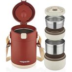 AyrStore Çelik Yemek Termosu Isı Yalıtımlı 2 Kaseli 1.8lt Sızdırmaz Vakumlu Kap Taşıma Askılı