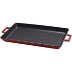 AyrStore Döküm Dikdörtgen Izgara Tavası Döküm Demir Yekpare Çift Kulplu Ölçü 26X45CM. - Kırmızı