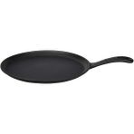 AyrStore Döküm Krep / Pizza / Pancake Tavası, Yuvarlak Metal Saplı 26CM Siyah