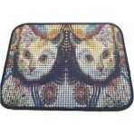 AyrStore Elekli Desenli Kedi Tuvalet Önü Paspası 60 x 45 cm Beyaz Kedi