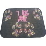 AyrStore Elekli Desenli Kedi Tuvalet Önü Paspası 60 x 45 cm Pembe Kedi
