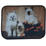 AyrStore Elekli Desenli Kedi Tuvalet Önü Paspası 60 x 45 cm Üç Beyaz Kedi