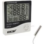 AyrStore Gesi Htc-2 Dijital Ekranlı Isı ve Nem Ölçer Saat Alarm Dış Mekan Problu Termometre