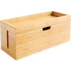 AyrStore – Kapaklı Bambu Saklama Kutusu (Şarj Cihazlarını ve Uzatmalı Prizleri ve Kabloları