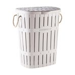 AyrStore Kastamonu Plastik Bambu Halatlı Kirli Çamaşır Sepeti 65 L-BEYAZ